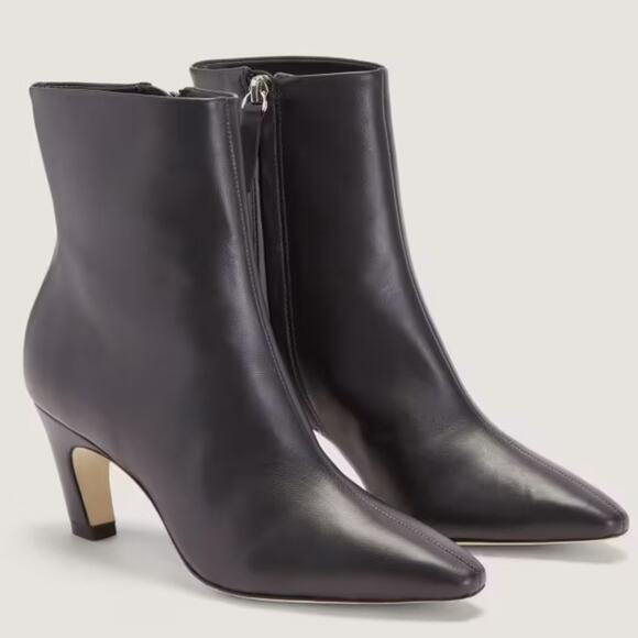 EVERLANE The Short Banana Boot Bootie Black Leather Side Zip Heel Size 10 NEW